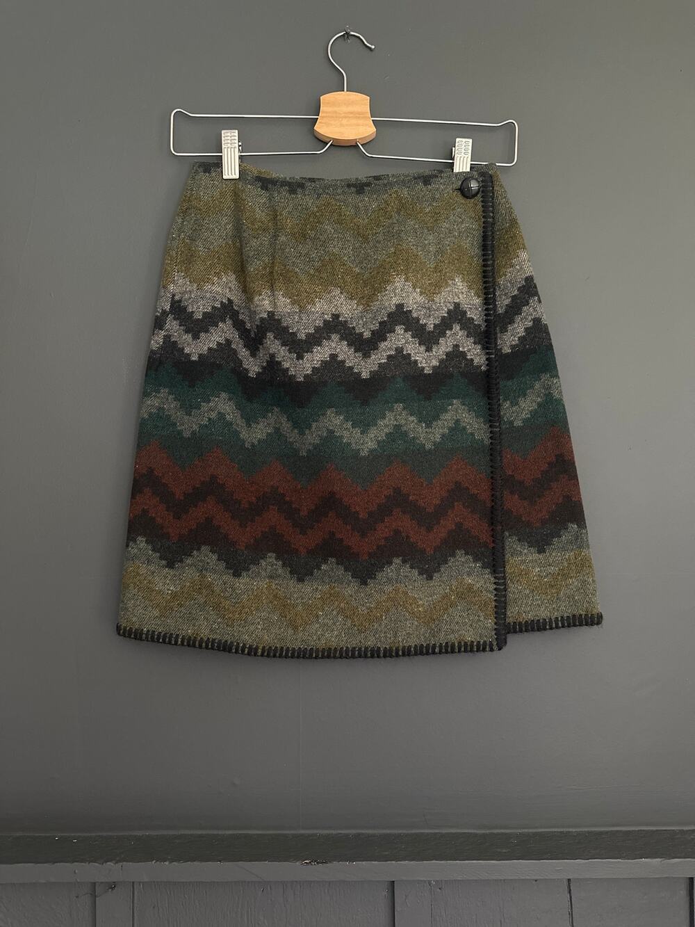 Vintage Paul Harris Wool Blend Blanket Style Wrap Mini Skirt Size Small